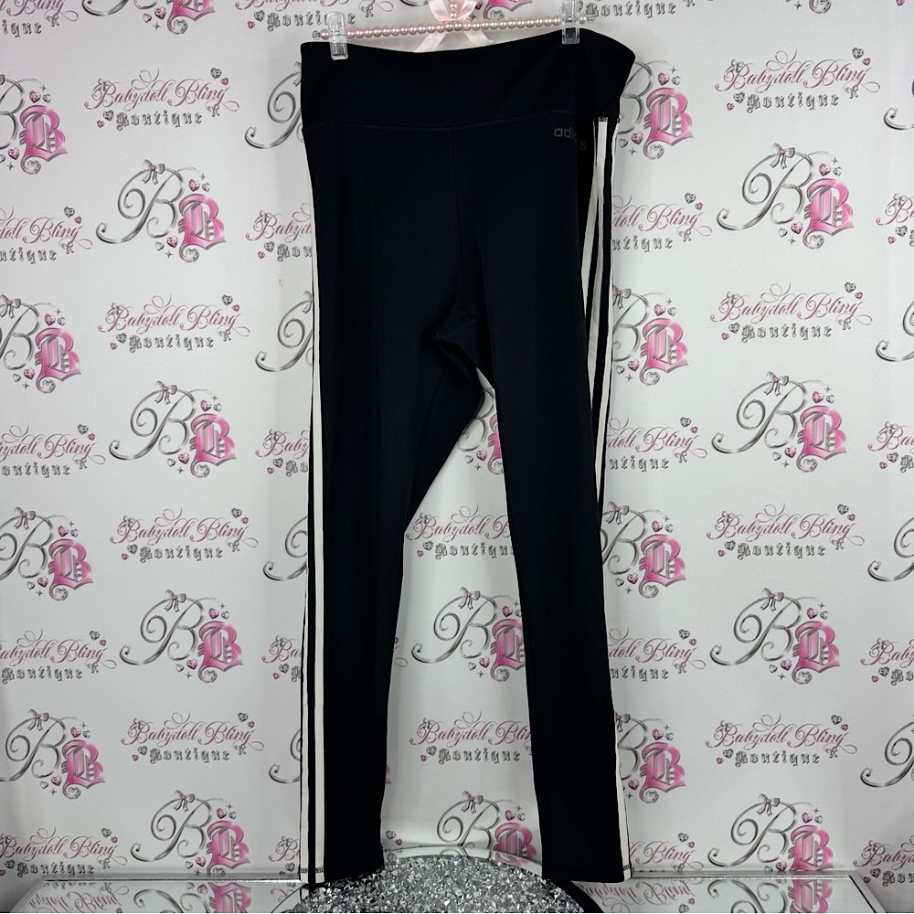 Adidas tights climalite stretchy workout Black Leggings with White Stripes